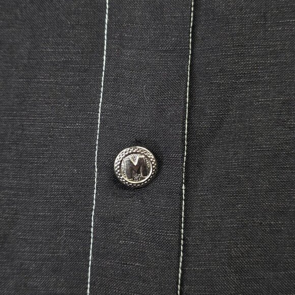 Bob Mackie Wearable Art Shirt Womens Large Black Linen Confetti Top Embroidered - Picture 4 of 12